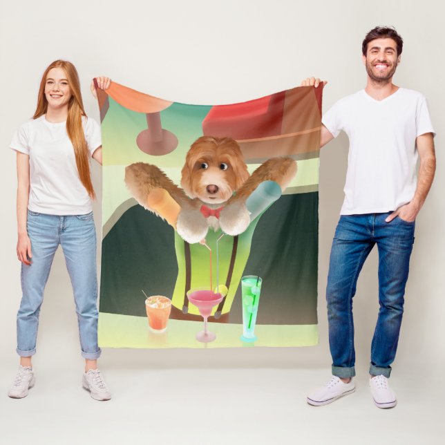 Hunde in Retro-Bar Fleecedecke (Beispiel)