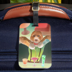 Hunde in Retro-Bar Gepäckanhänger