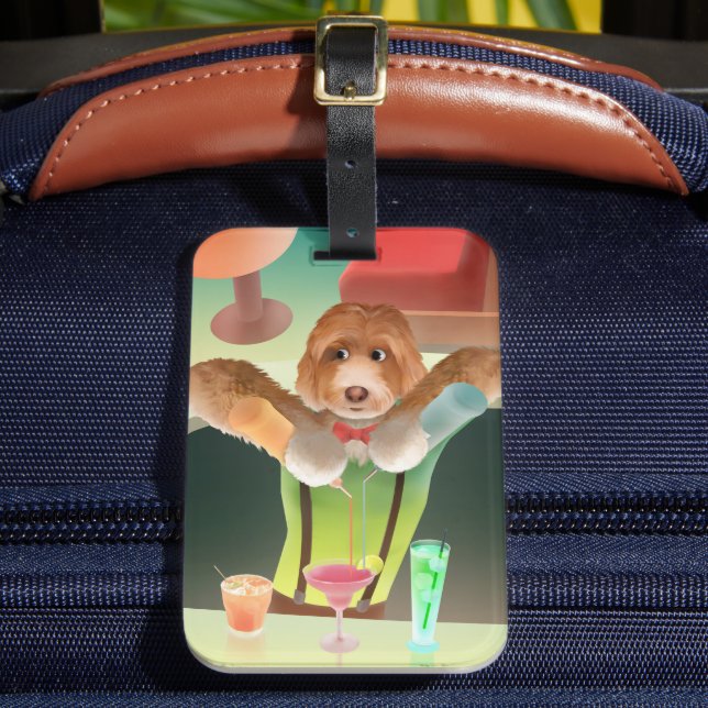 Hunde in Retro-Bar Gepäckanhänger (Vorderseite Insitu 2)