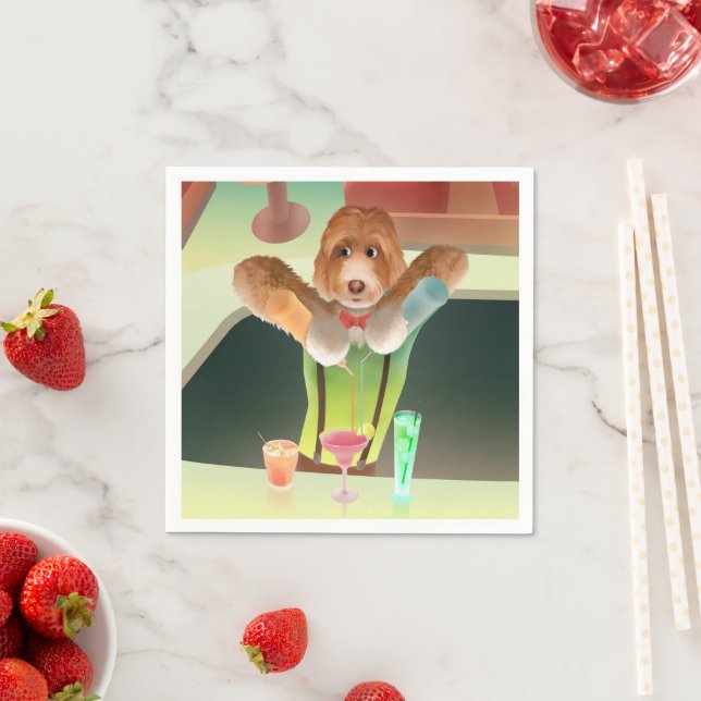 Hunde in Retro-Bar Serviette (Beispiel)