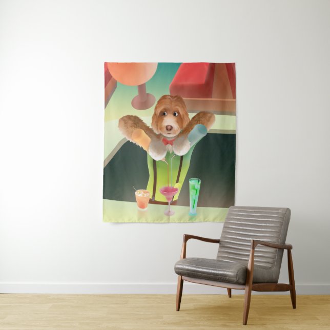 Hunde in Retro-Bar Wandteppich (Beispiel)