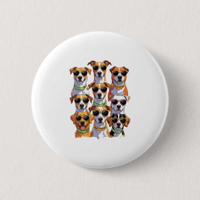Hunde in Sonnenbrillen Paws Hydriert Button (Vorderseite)