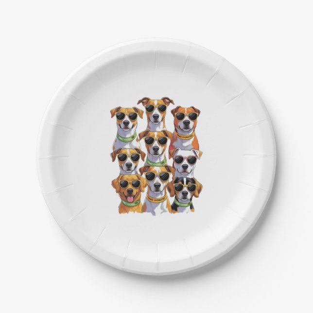 Hunde in Sonnenbrillen Paws Hydriert Pappteller (Vorderseite)