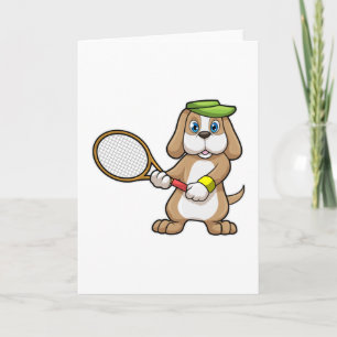 Hunde in Tennis mit Tennisschläger & Cap Karte