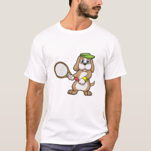 Hunde in Tennis mit Tennisschläger & Cap T-Shirt