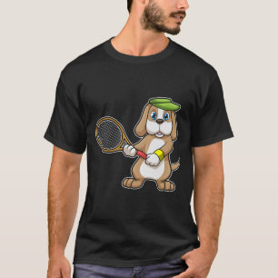 Hunde in Tennis mit Tennisschläger & Cap T-Shirt