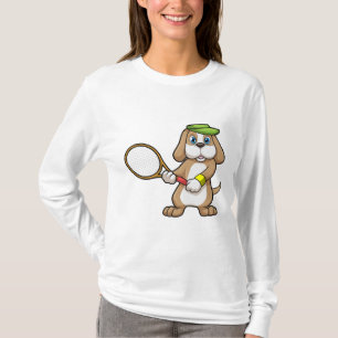Hunde in Tennis mit Tennisschläger & Cap T-Shirt