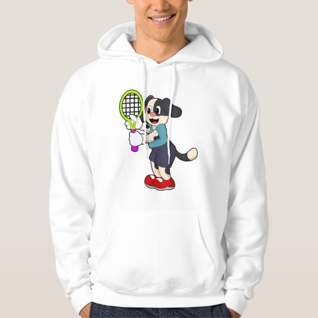 Hunde in Tennis mit Tennisschläger Hoodie (Vorderseite)