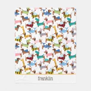 Hunde in verschleierten Halloween-Dackeln  Fleecedecke