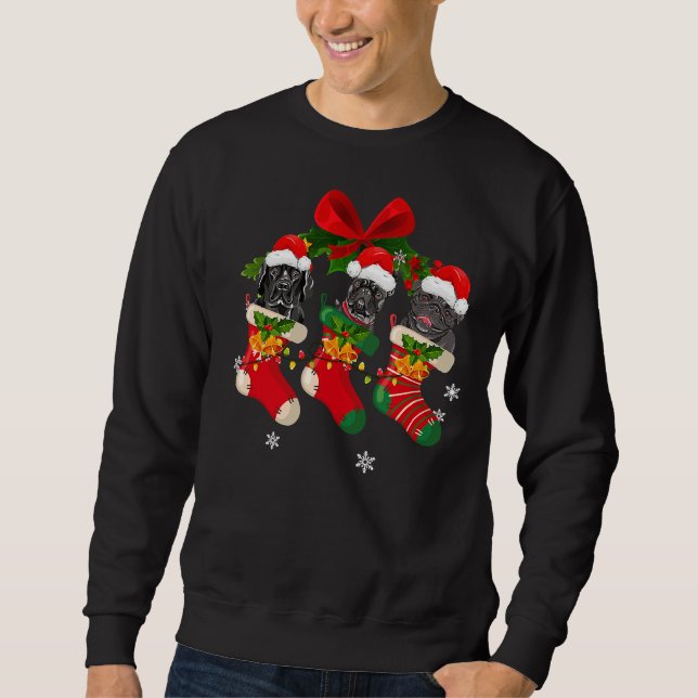 Hunde in Weihnachtssocken Pit Bull Sweatshirt (Vorderseite)