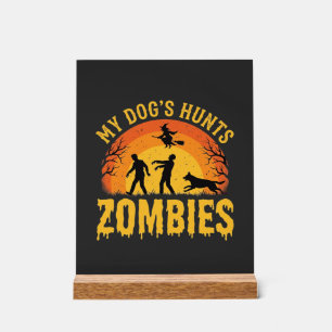 Hunde jagt Zombies Halloween-Design Acrylschild