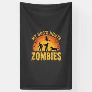 Hunde jagt Zombies Halloween-Design Banner