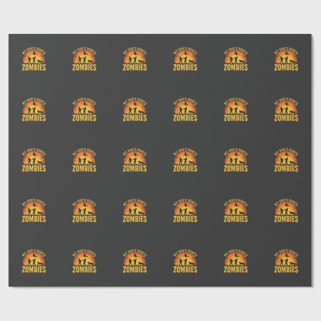 Hunde jagt Zombies Halloween-Design Geschenkpapier (Flach)