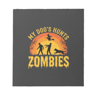 Hunde jagt Zombies Halloween-Design Notizblock