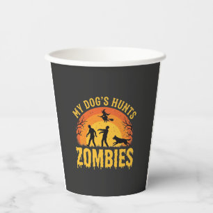 Hunde jagt Zombies Halloween-Design Pappbecher