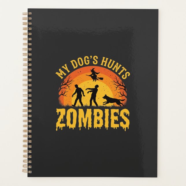 Hunde jagt Zombies Halloween-Design Planer (Vorderseite)