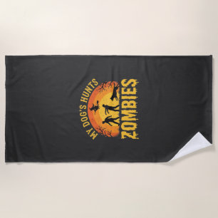 Hunde jagt Zombies Halloween-Design Strandtuch