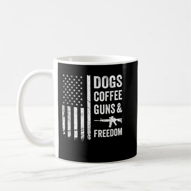 HUNDE KAFFEE GUNS & FREEDOM - Funny Pro Gun Amerik Kaffeetasse (Links)