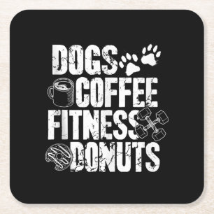 Hunde Kaffee Ness Donuts Gym Feinschmecker Workout Rechteckiger Pappuntersetzer