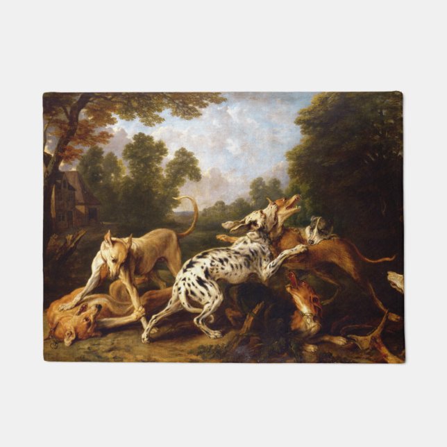 Hunde kämpfen (von Frans Snyders) Fußmatte (Vorderseite)