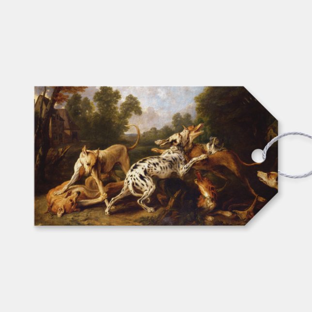 Hunde kämpfen (von Frans Snyders) Geschenkanhänger (Vorderseite (Horizontal))