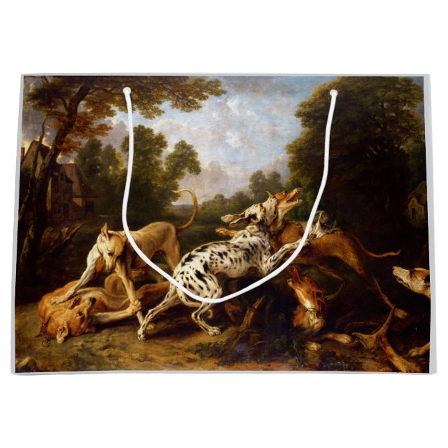 Hunde kämpfen (von Frans Snyders) Große Geschenktüte (Vorderseite)