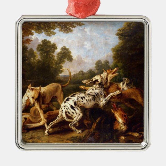 Hunde kämpfen (von Frans Snyders) Ornament Aus Metall (Vorne)
