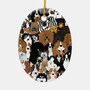 Hunde, Katze, Hühnerdekoration Keramik Ornament