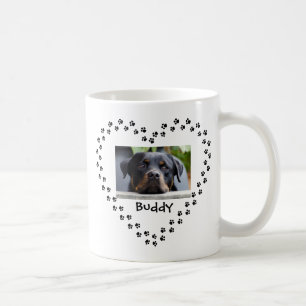 Hunde Katze Pet Lover Black Paw Prints Heart Foto Kaffeetasse
