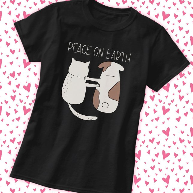 Hunde Katze Weltfrieden T - Shirt (Von Creator hochgeladen)