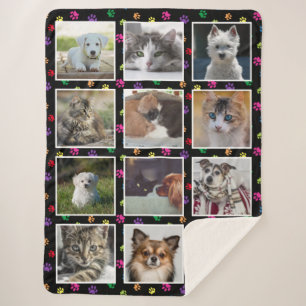 Hunde Katzen Bunte Pfotenabdrücke Benutzerdefinier Sherpadecke