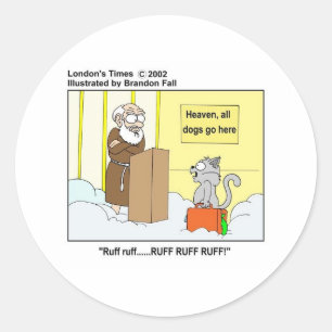 Hunde Katzen & Himmlische Cartoon Geschenke & T-Sh Runder Aufkleber
