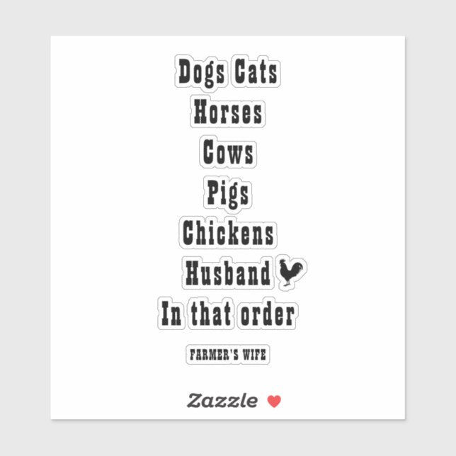 HUNDE KATZEN KÜHE IN DIESER REIHE - EHEFRAU DES BA AUFKLEBER (Blatt)