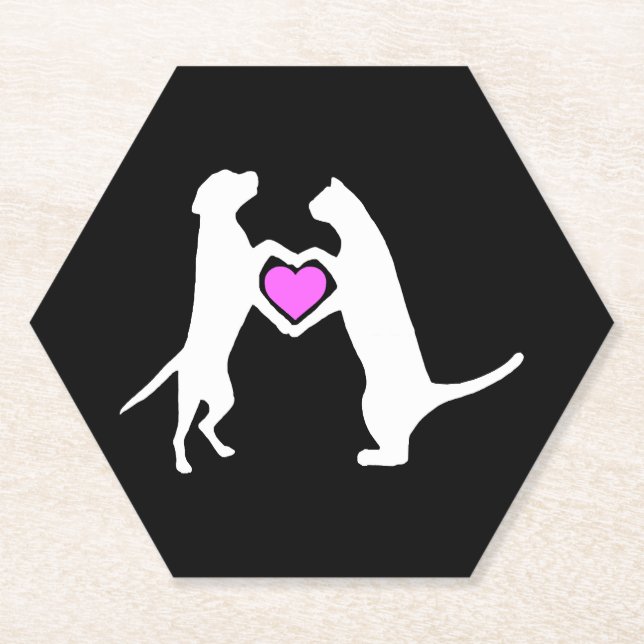 Hunde Katzen Liebe Untersetzer (Vorderseite)