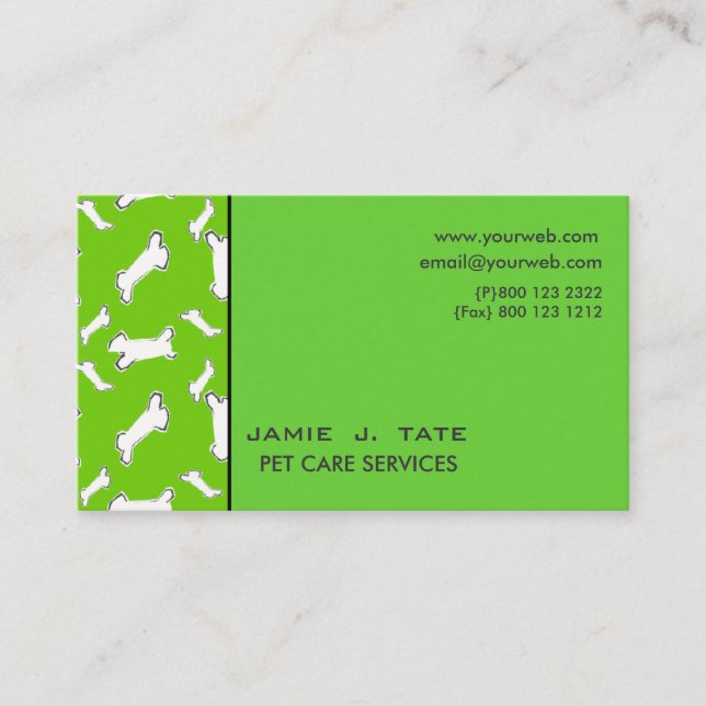 Hunde Knochen Visitenkarte (Vorderseite)