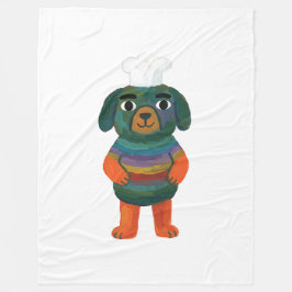 Hunde-Kochmütze-Decke – Süße Regenbogen-Volks-kuns Fleecedecke