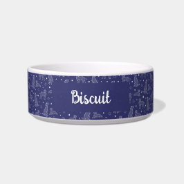 Hunde-Konstellation Blau-Weiß-Muster Monogramm Napf