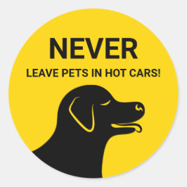 Hunde Kopf - Verlass nie in heißen Autos gelb Runder Aufkleber
