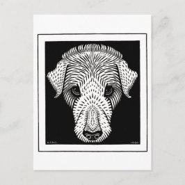 Hunde Kopf von Julie de Graag Vintage Holzschnitt  Postkarte