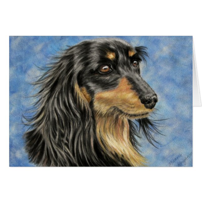 Hunde Kunst - Langhaarige Dackel Art Marcus (Vorderseite (Horizontal))
