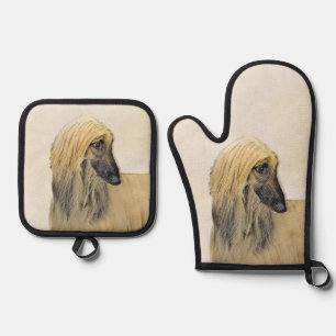 Hunde Kunst Ofenhandschuh & Topflappen-Set