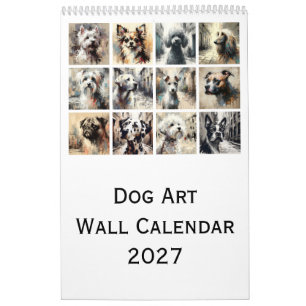 Hunde-Kunst-Wandkalender 2027, Künstlerische Hunde Kalender