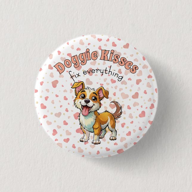 Hunde Küsschen Knopf Button (Vorderseite)