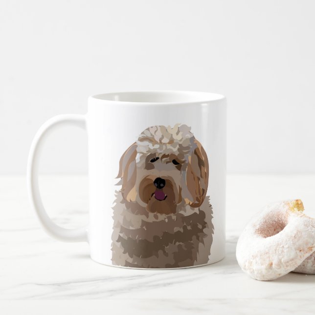 Hunde Labradoodle Niedlich Hunddesign Kaffeetasse (Mit Donut)