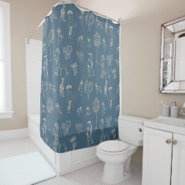 Hunde Lady Toile de Jouy Dark Türkise Duschvorhang