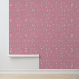 Hunde Lady Toile de Jouy Pink Color Tapete