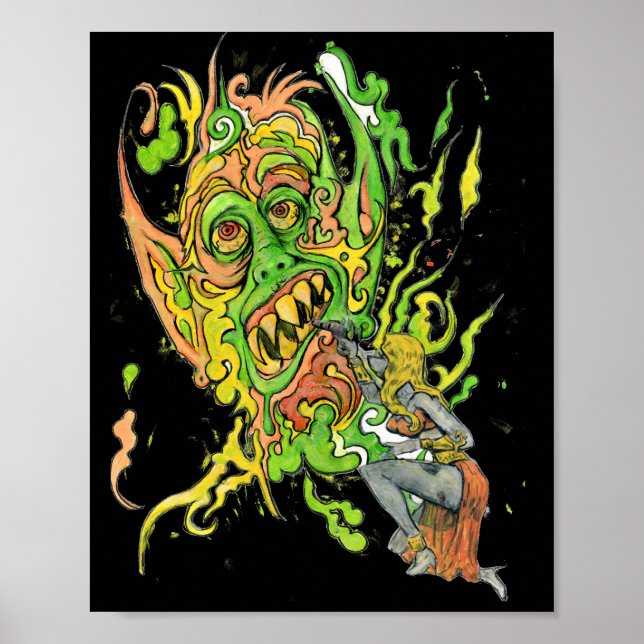 Hunde Lady Zeichne Psychedelisches Monster Poster (Vorne)