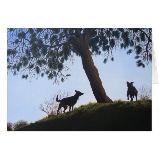 Hunde landschaftliche Parklandschaft Malerei Reali (Vorderseite (Horizontal))