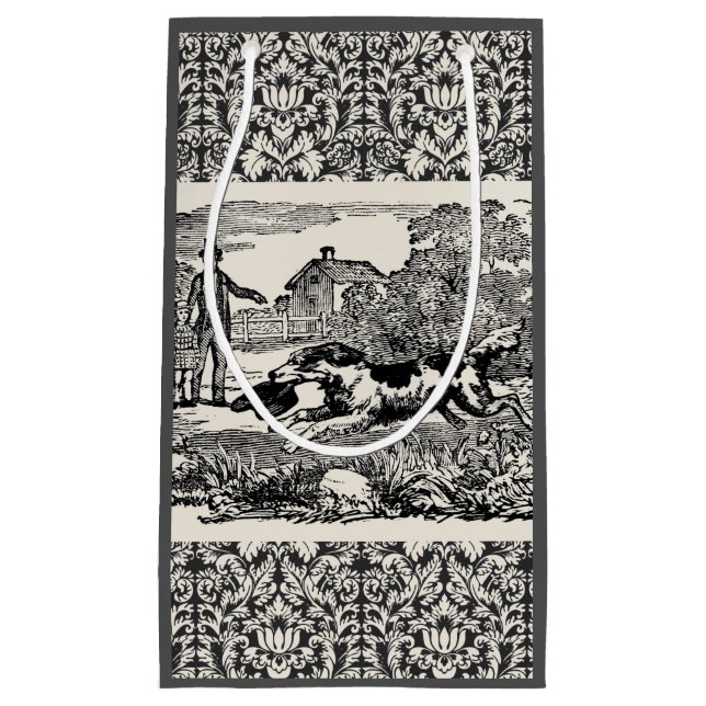 Hunde laufen antike Haustierkunst viktorianische A Kleine Geschenktüte (Vorderseite)