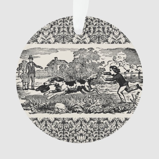 Hunde laufen antike Haustierkunst viktorianische A Ornament (Vorderseite)